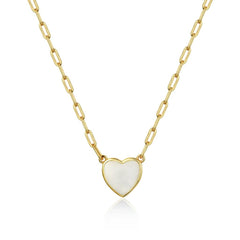 Classic Colored Link Heart Necklace