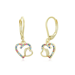 Mother of Pearl Double Heart Drop Earrings