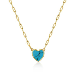 Classic Colored Link Heart Necklace