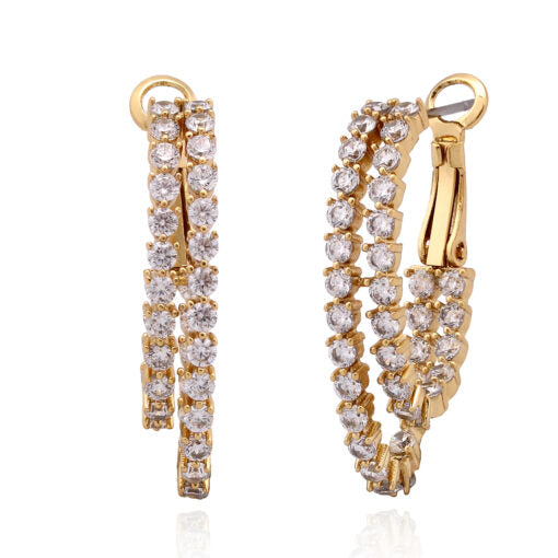 Double Three-Prong Huggie Earring