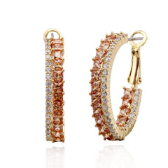 Square Stones Hoop Earring