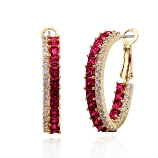 Square Stones Hoop Earring