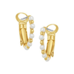 Pearl and Gold Rounded Huggie Earring