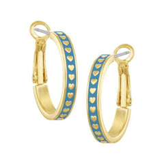 Gold Hearts On Enamel Huggie Earring