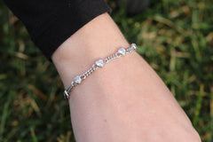 Solid Link Five Heart Bracelet