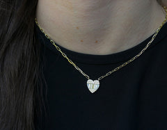 Downward Baguette Heart Necklace