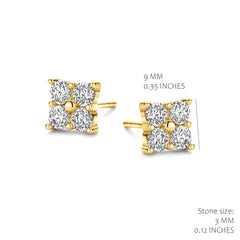Squared Four Stone Studs