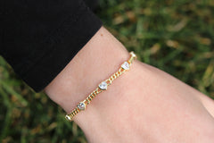Solid Link Five Heart Bracelet