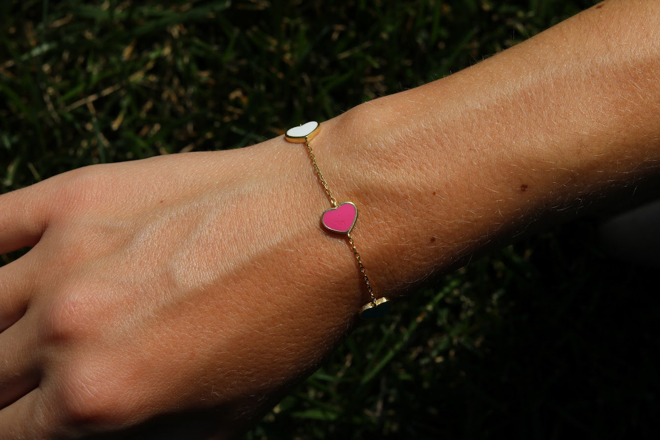 Sideway Colored Heart Bracelet