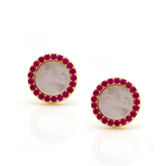 Mother of Pearl Halo Stud Earrings