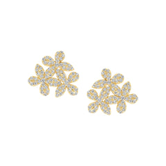 Triple Pave Floral Studs