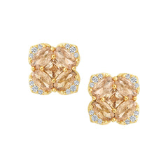 Oval Stones Square Stud