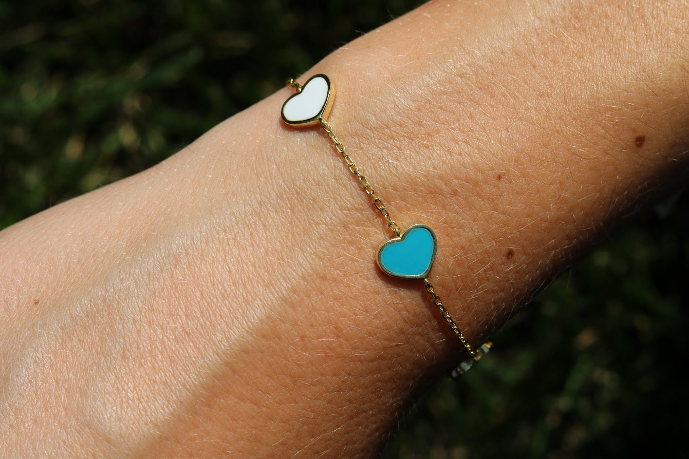 Sideway Colored Heart Bracelet