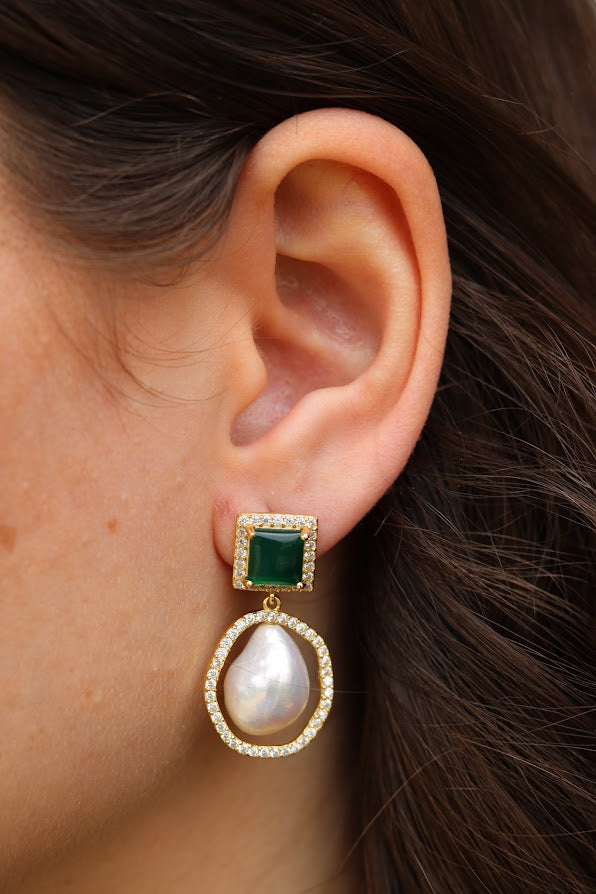 Green Pearl Earrings