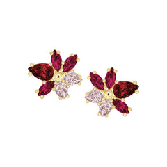 Mixed Cuts Flower Stud Earring
