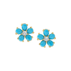 Turquoise Floral Stud