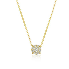Pave Round Cluster Necklace