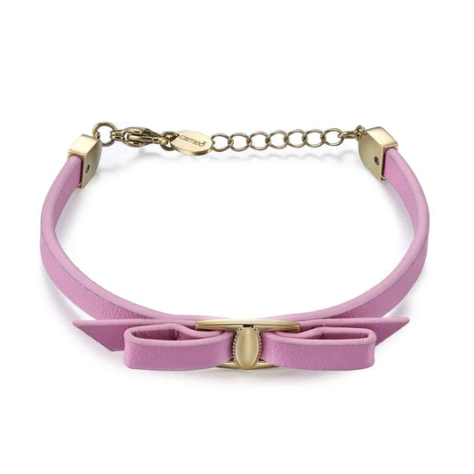 Leather Pink Bow Bracelet