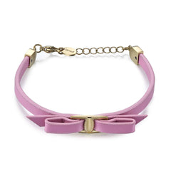 Leather Pink Bow Bracelet