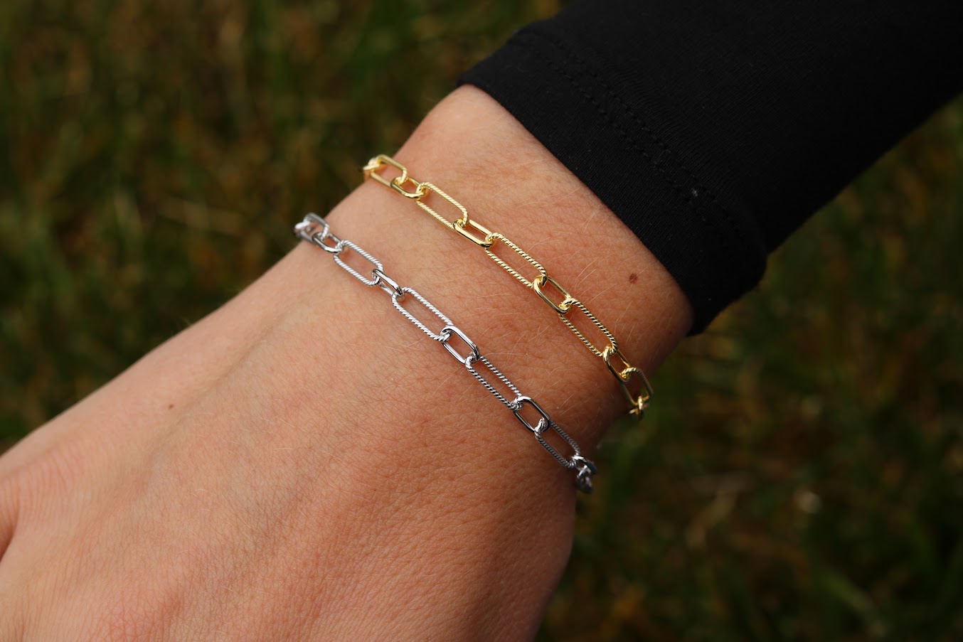Textured Thin Link Bracelet