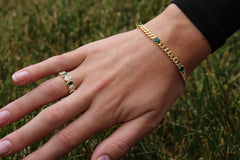 Oval Green & Clear Ring