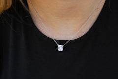 Square Halo Solitare Necklace