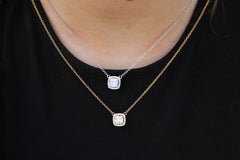 Square Halo Solitare Necklace