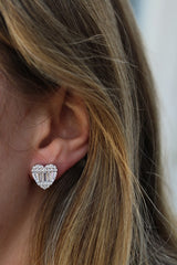 Downward Heart Baguette Studs