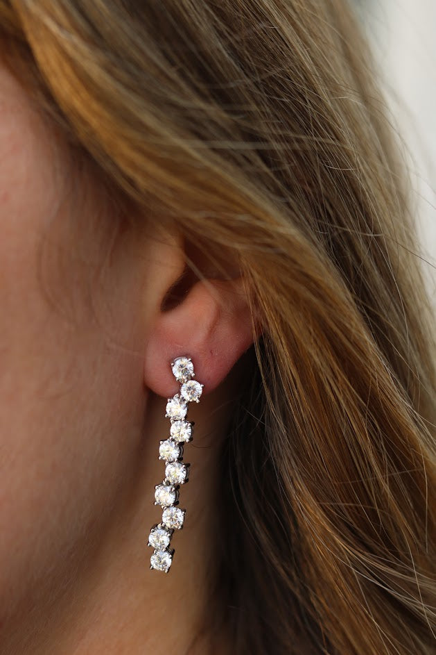 Zig Zag Tennis Drop Earrings