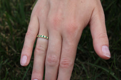 Thin Squared Detailed Stone Ring