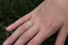 Thin Squared Detailed Stone Ring