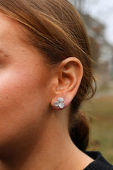 Triple Pave Floral Studs