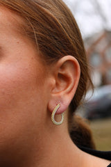 Beaded J Hoop Earrings