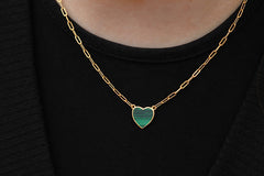 Classic Colored Link Heart Necklace