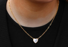 Classic Colored Link Heart Necklace