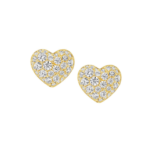 Puffy Pave Heart Stud Earring