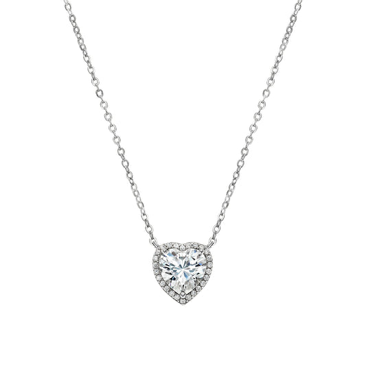 Heart Halo Solitaire Necklace