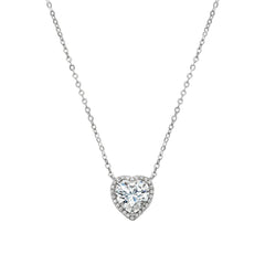 Heart Halo Solitaire Necklace