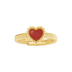 Enamel Puffed Heart on Snake Chain Ring