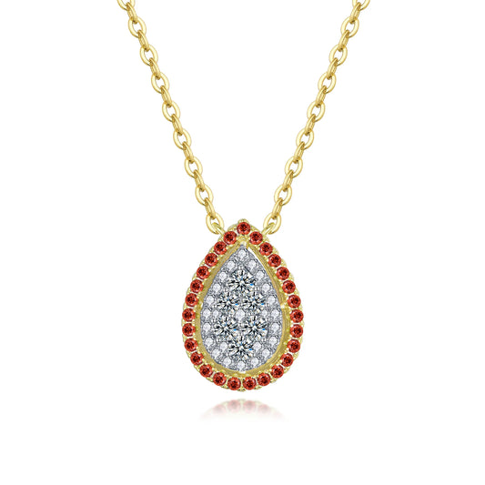 Double Halo Teardrop Necklace