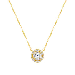 Double Halo Solitaire Necklace