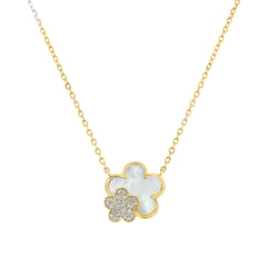 Double Floral Mother Of Pearl Necklace