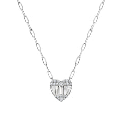 Downward Baguette Heart Necklace