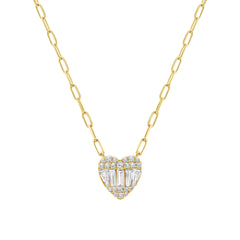Downward Baguette Heart Necklace