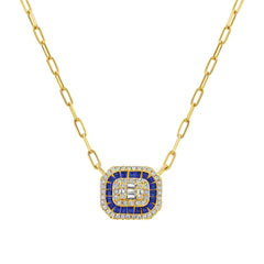 Baguette Halo Link Necklace