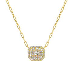 Baguette Halo Link Necklace