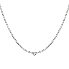 Heart Solitaire Tennis Necklace