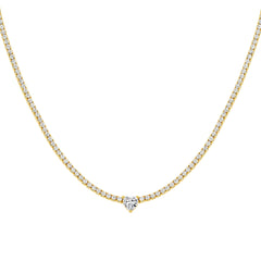 Heart Solitaire Tennis Necklace