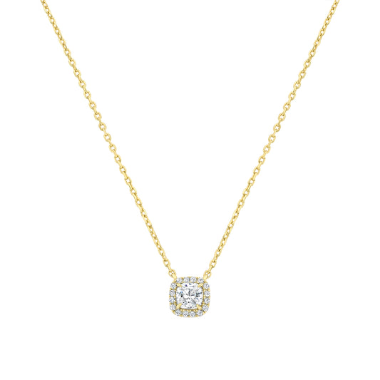 Mini Square Halo Solitaire Necklace