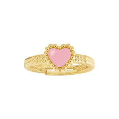 Enamel Puffed Heart on Snake Chain Ring
